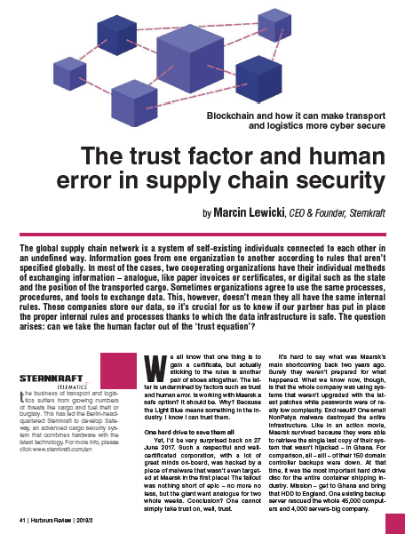 HR 2/19 The trust factor and human error in supply chain security